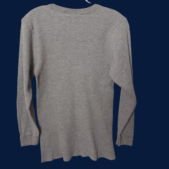 Cherokee Waffle Knit Long Sleeve Shirt  Gray Heather Medium Unisex - Picture 2 of 6